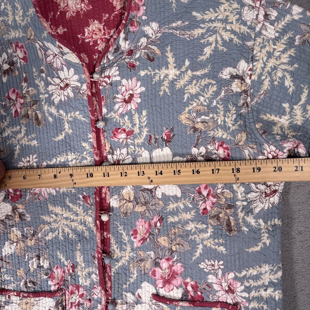 Women's XL Reversible Quilted Jacket Floral Grandmacore Boho Vintage Cottagecore - Picture 9 of 16